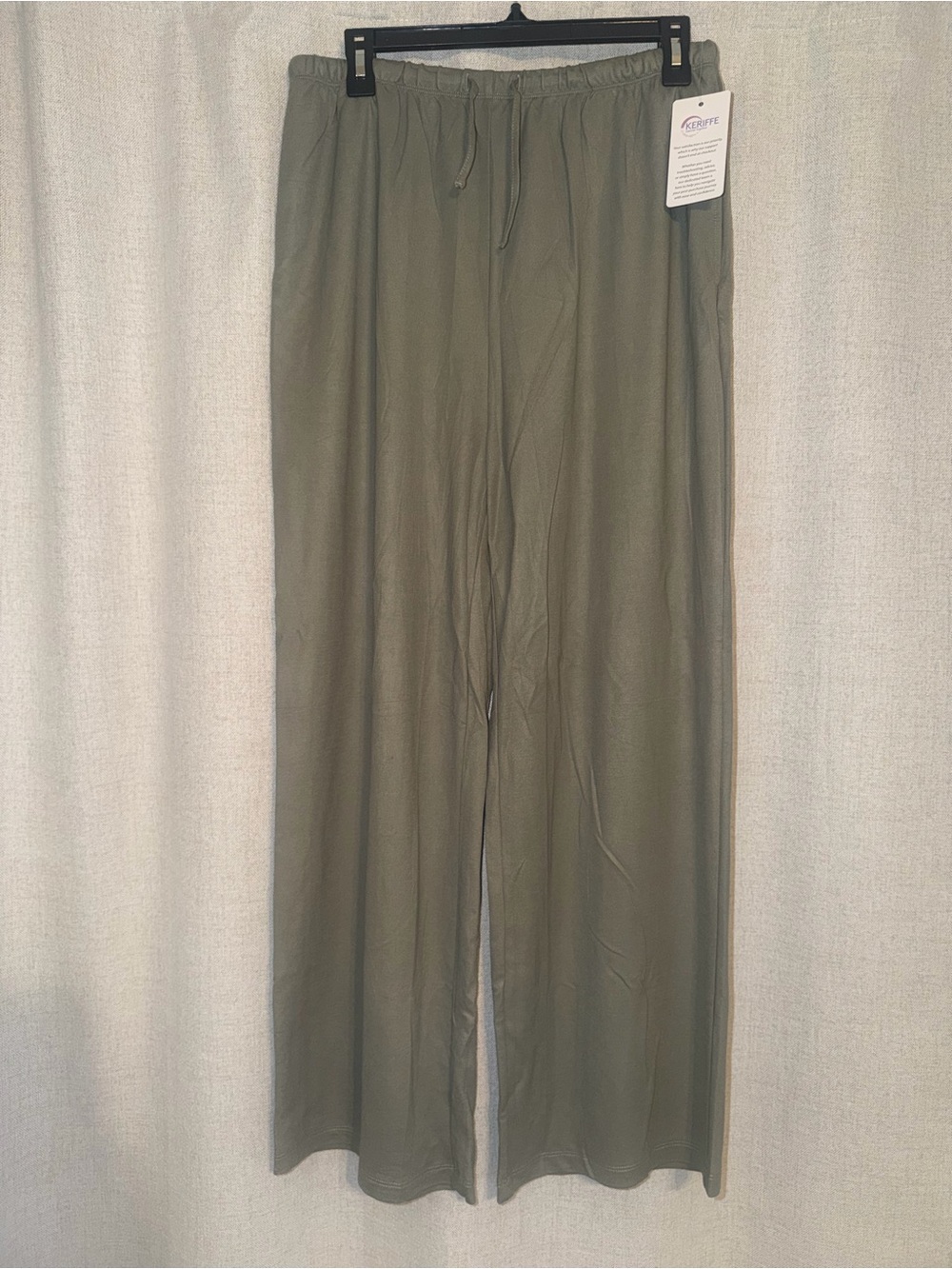 Olive Green Wide-Leg Lounge Drawstring Pants